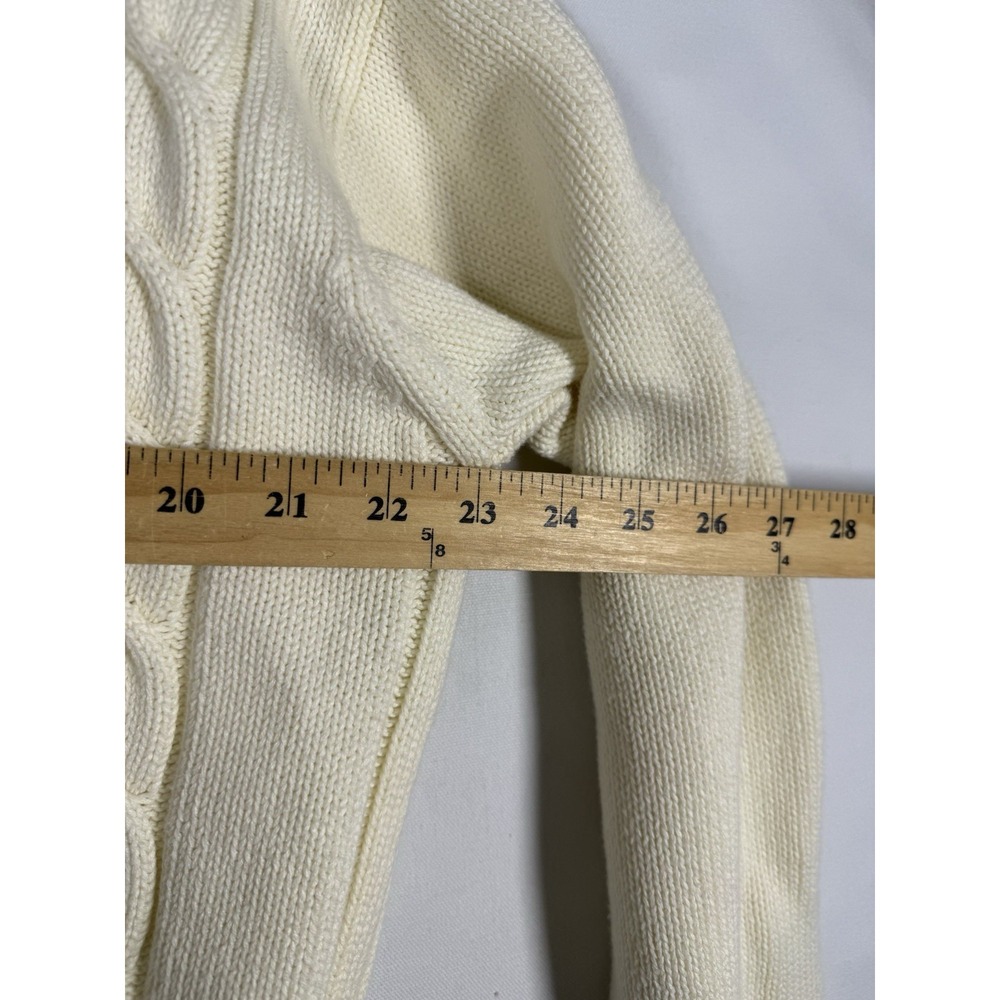 VTG GAP Tennis Sweater Mens Medium White Blue V Neck Cable Chunky Fisherman 90s - Picture 7 of 7